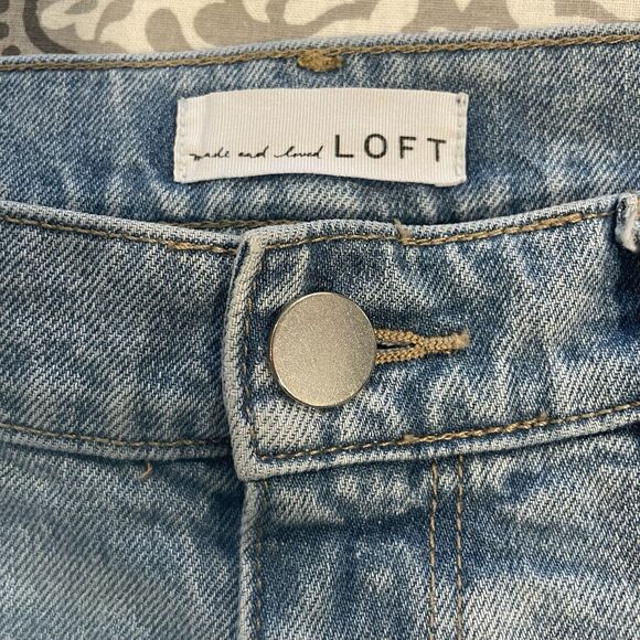 Loft High Rise Wide Leg Cropped Sailor Denim Jeans Sz 8 Made & Loved Light Wash - Picture 5 of 8